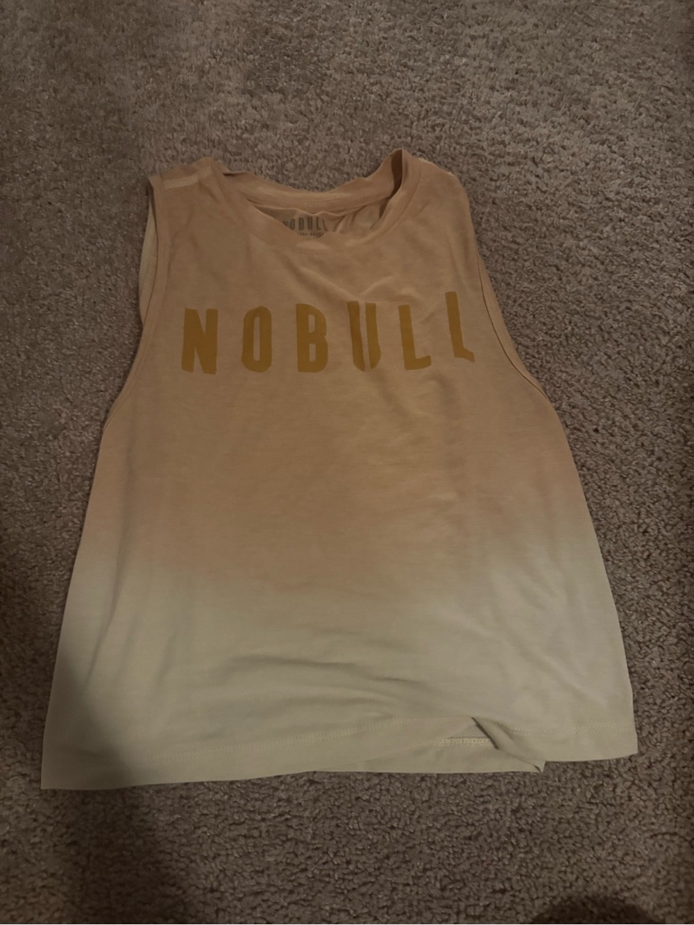 NOBULL Beige Sleeveless Tank with Mustard Logo